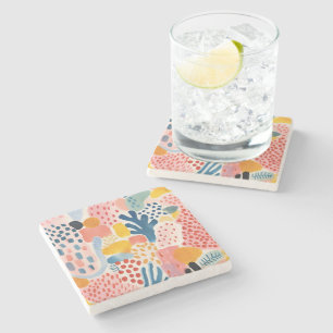 Porta-copo De Pedra Abstrato de animal - Coloful retrô moderno