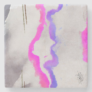 Porta-copo De Pedra Abstrato De Aquarelas Puras E Rosa