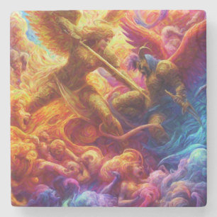 Porta-copo De Pedra Abstrato de Conflito Celestial Colorida