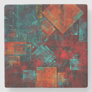 Porta-copo De Pedra Abstrato Moderno Padrão Artístico Legal Colorido