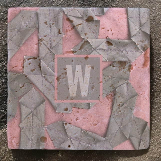 Porta-copo De Pedra Abstrato monograma roxo geométrico personalizado (Criador carregado)