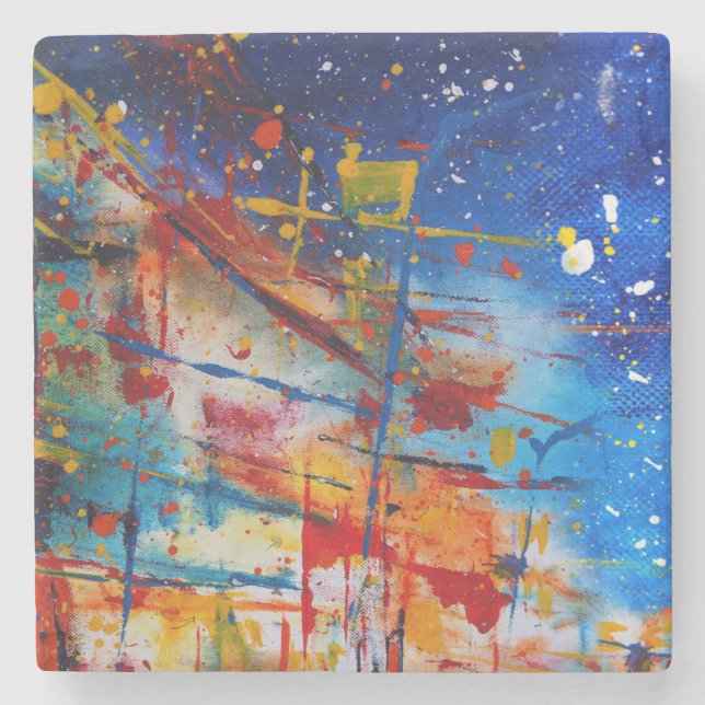 Porta-copo De Pedra Abstrato Paint Splatter (Frente)