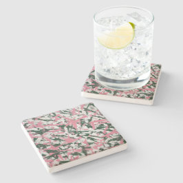 Porta-copo De Pedra Abstrato pintura a rosa e verde