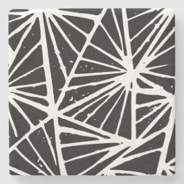 Porta-copo De Pedra Abstrato preto e branco triângulos Lino Cortado