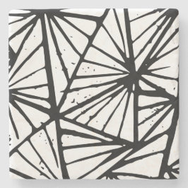 Porta-copo De Pedra Abstrato preto e branco triângulos Lino Cortado