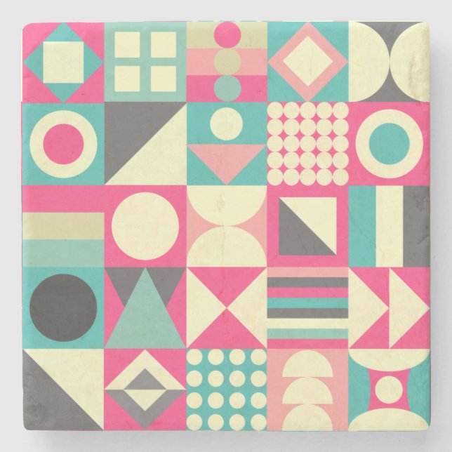 Porta-copo De Pedra Abstrato quadrados 110419 (Frente)