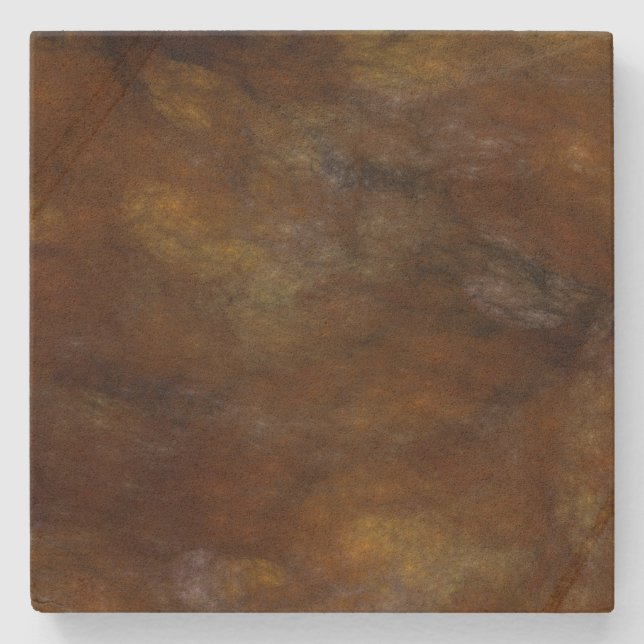 Porta-copo De Pedra Abstrato Rusty Marbled Brown Square Porta copos (Frente)