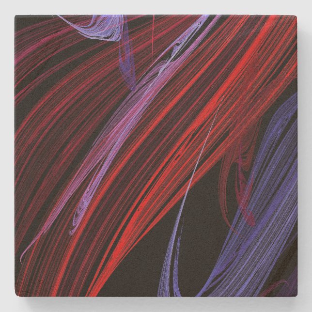 Porta-copo De Pedra Abstrato vermelho n Porta copos azul quadrado (Frente)