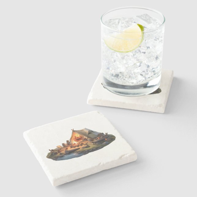 Porta-copo De Pedra Acampamento Com Os Amados (Lateral)