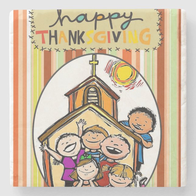 Porta-copo De Pedra Ação de Graças da Porta copos Marble Stone (Frente)