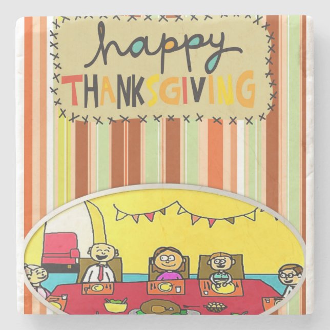 Porta-copo De Pedra Ação de Graças da Porta copos Marble Stone (Frente)