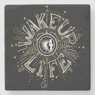 Porta-copo De Pedra Acordar Inspiracional UP 4 ilustração da citação L