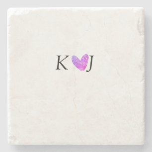 Porta-copo De Pedra Adicionar letra de nome do casal à luz do coração 