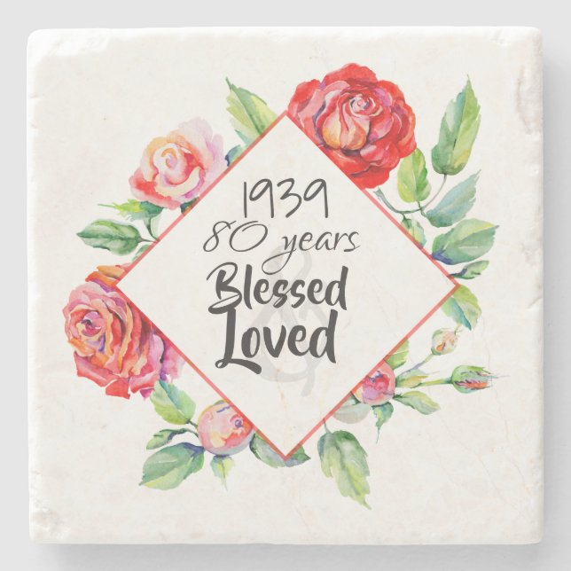 Porta-copo De Pedra ADICIONAR Nascer Ano Aniversário Presente para Ros (Frente)