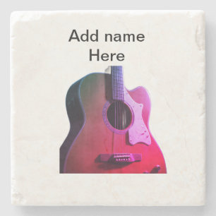 Porta-copo De Pedra Adicione o nome do texto guitarra acústica castanh