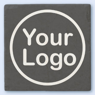 Porta-copo De Pedra Adicione seu próprio fundo preto do logotipo  