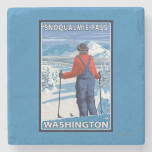 Porta-copo De Pedra Admiração do esquiador - passagem de Snoqualmie,