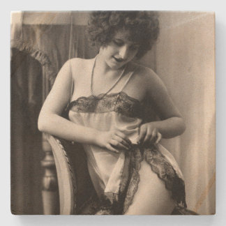 Porta-copo De Pedra Adorável em Lace Sexy Woman Lingerie Vintage Pin-U