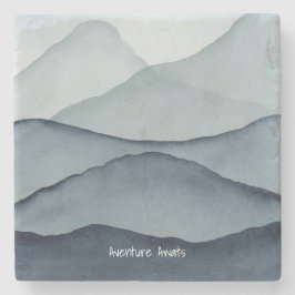 Porta-copo De Pedra Adventure Awaits Watercolor Mountain