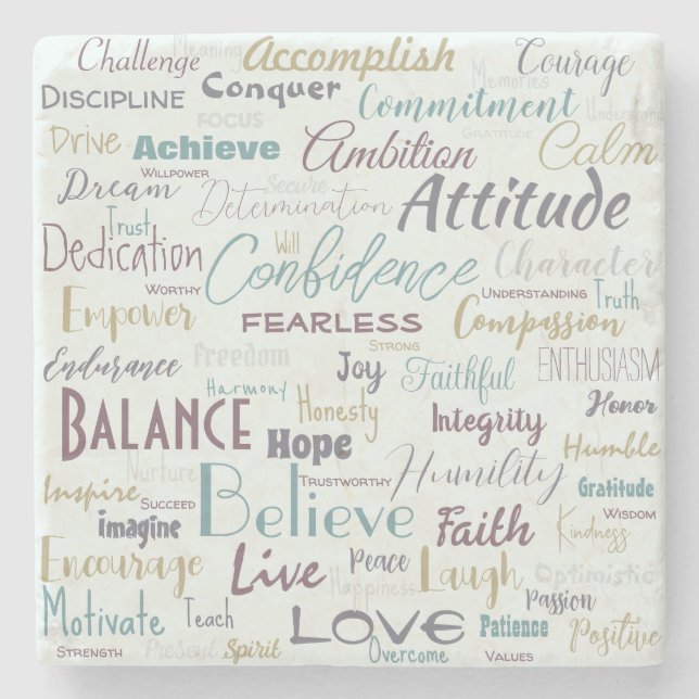 Porta-copo De Pedra Affirmations    (Frente)