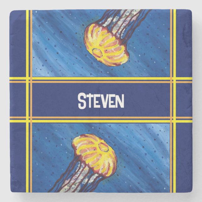 Porta-copo De Pedra Água-viva personalizada (Frente)