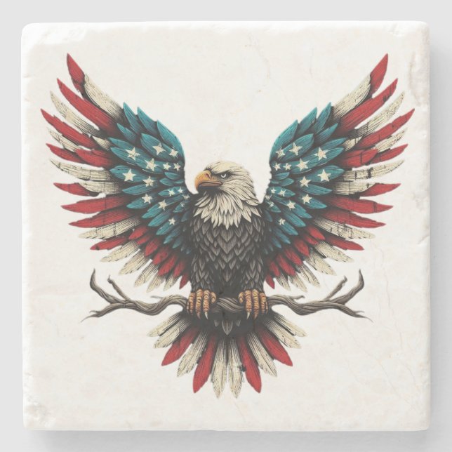 Porta-copo De Pedra Águia-careca americana/patriótica russa (Frente)