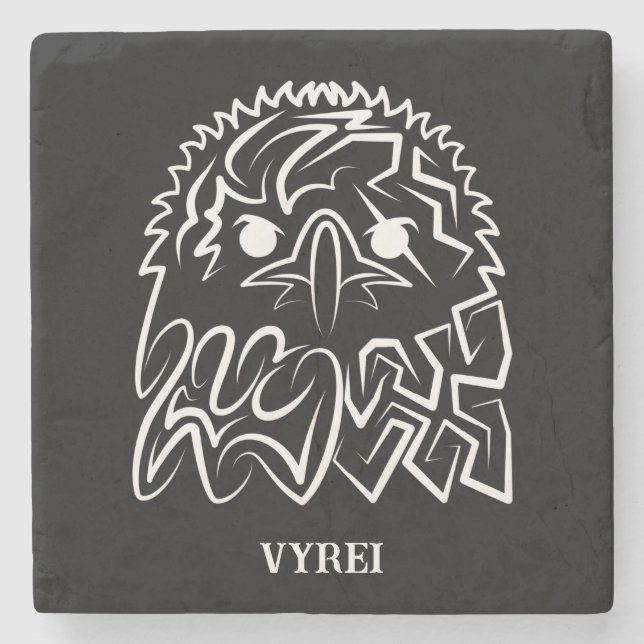 Porta-copo De Pedra Águia Tribal Negra (Frente)