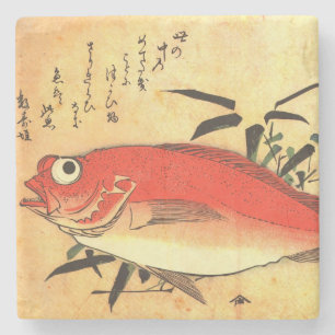 Porta-copo De Pedra Akodai - Impressão de Peixe Japonês Colorido de Hi