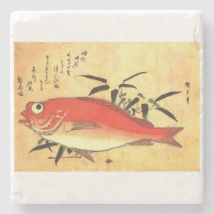 Porta-copo De Pedra Akodai - Impressão de Peixe Japonês Colorido de Hi