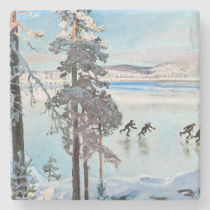 Porta-copo De Pedra Akseli Gallen-Kallela - Patinadores perto de Kalel