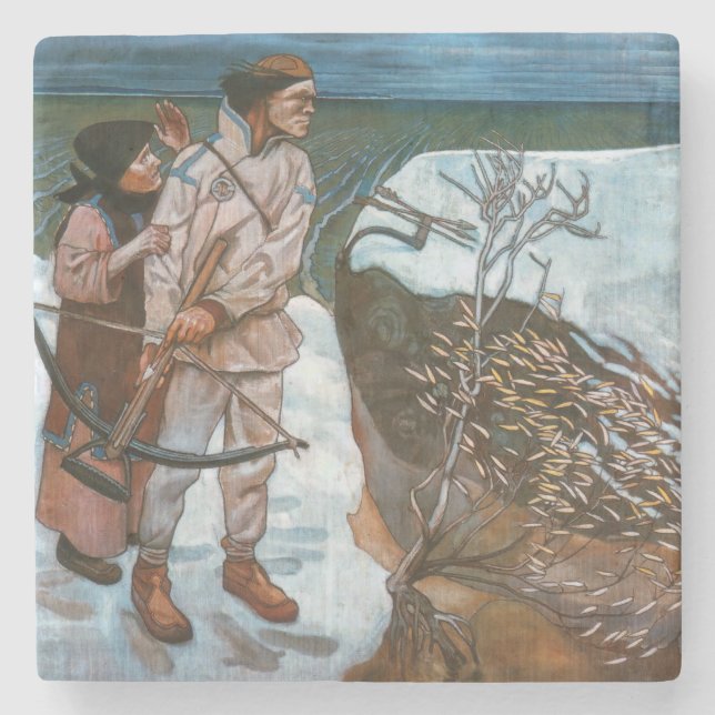 Porta-copo De Pedra Akseli Gallen-Kallela - Vingança de Joukahainen (Frente)