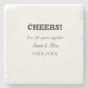 Porta-copo De Pedra Alegra-se a 30 anos juntos, aniversários, adicione