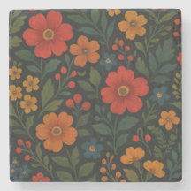 Algodão Escuro - Fome Russo Vintage Floral