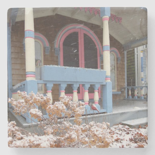 Porta-copo De Pedra Algodão Vitoriano em Neve - Vinha de Martha (Frente)