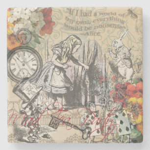 Porta-copo De Pedra Alice no País das Maravilhas Cortina Arte Clássica