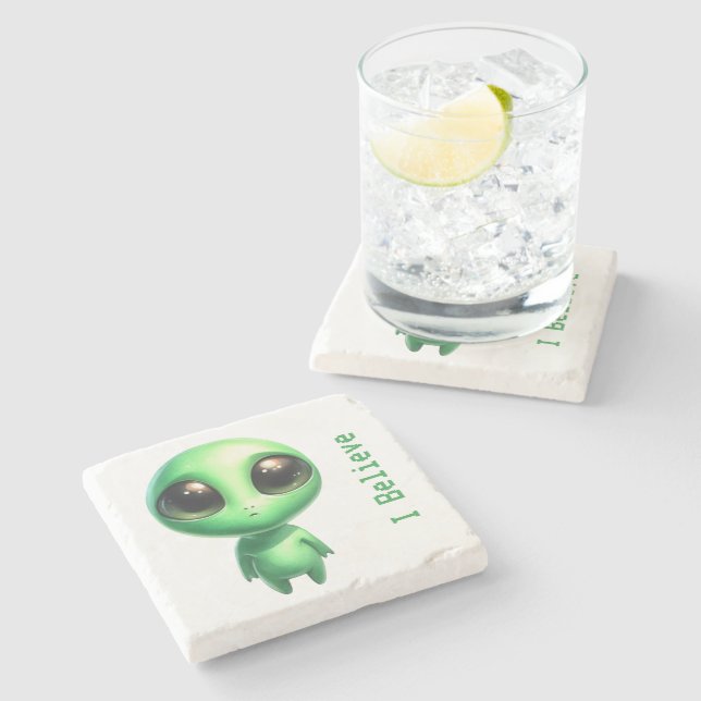 Porta-copo De Pedra Alienígena - Eu acredito (Lateral)