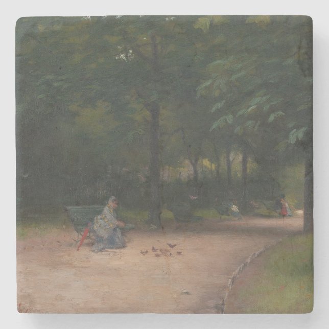 Porta-copo De Pedra Alimentação de Aves no Parque (por Paul Peel) (Frente)