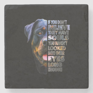 Porta-copo De Pedra Alma Rottweiler Eu Adoro Cachorros Rotativos