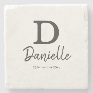 Porta-copo De Pedra Almofada personalizada inicial da letra D nome e d