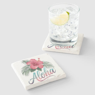 Porta-copo De Pedra Aloha Ilhas Havaianas Havaí Flor de Hibisco