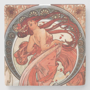 Porta-copo De Pedra Alphonse Mucha Dance 1898 Art Nouveau Vintage