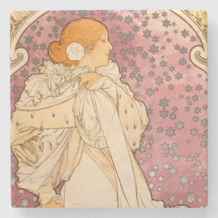 Porta-copo De Pedra Alphonse Mucha La Dame Aux Camelias: Art Nouveau