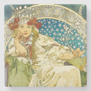 Porta-copo De Pedra Alphonse Mucha Princess Hyacinth Art Nouveau