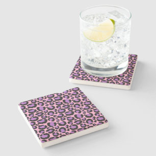 Porta-copo De Pedra Amante de os animais-Padrão Violet Pink Cheetah L