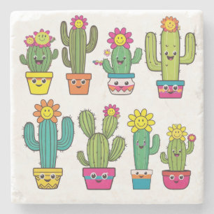 Porta-copo De Pedra Amantes de cactos fofos
