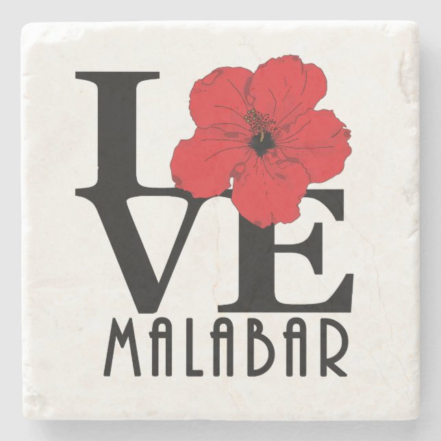 Porta-copo De Pedra AMAR Malabar - hibisco vermelho (Frente)