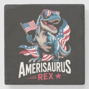 Porta-copo De Pedra Amerisaurus T Rex Dinossauro 4 De Julho Bandeira A