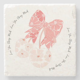 Porta-copo De Pedra Amo cereja muito fruta engraçado