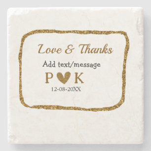 Porta-copo De Pedra Amor e agradecimento adicionam nome do casal doura