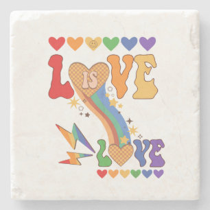 Porta-copo De Pedra Amor é Amor - Arco-Íris Corações LGBTQ Pride Desig